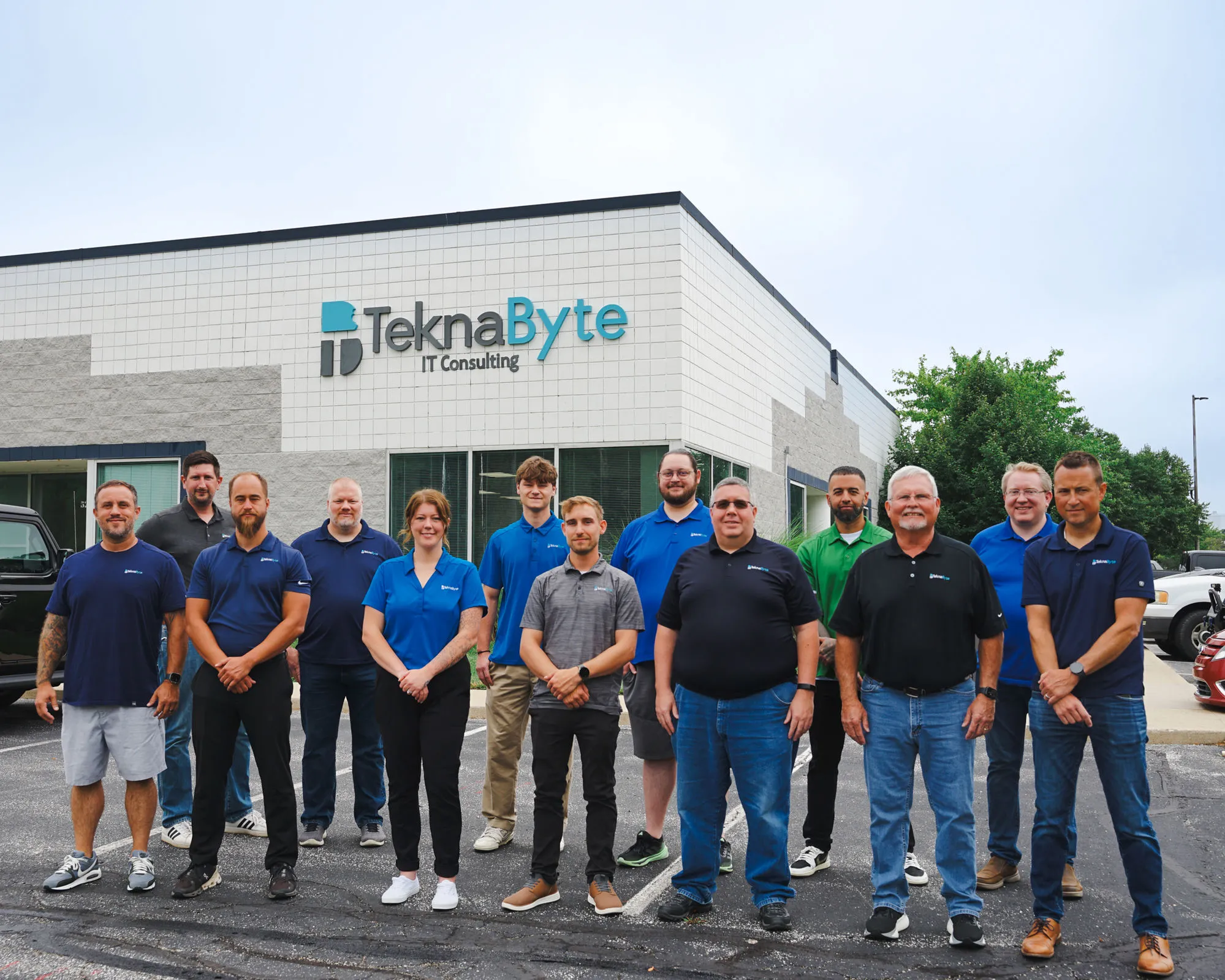 The TeknaByte engineering team outside the Indianapolis headquarters