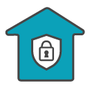 building icon with lock in center